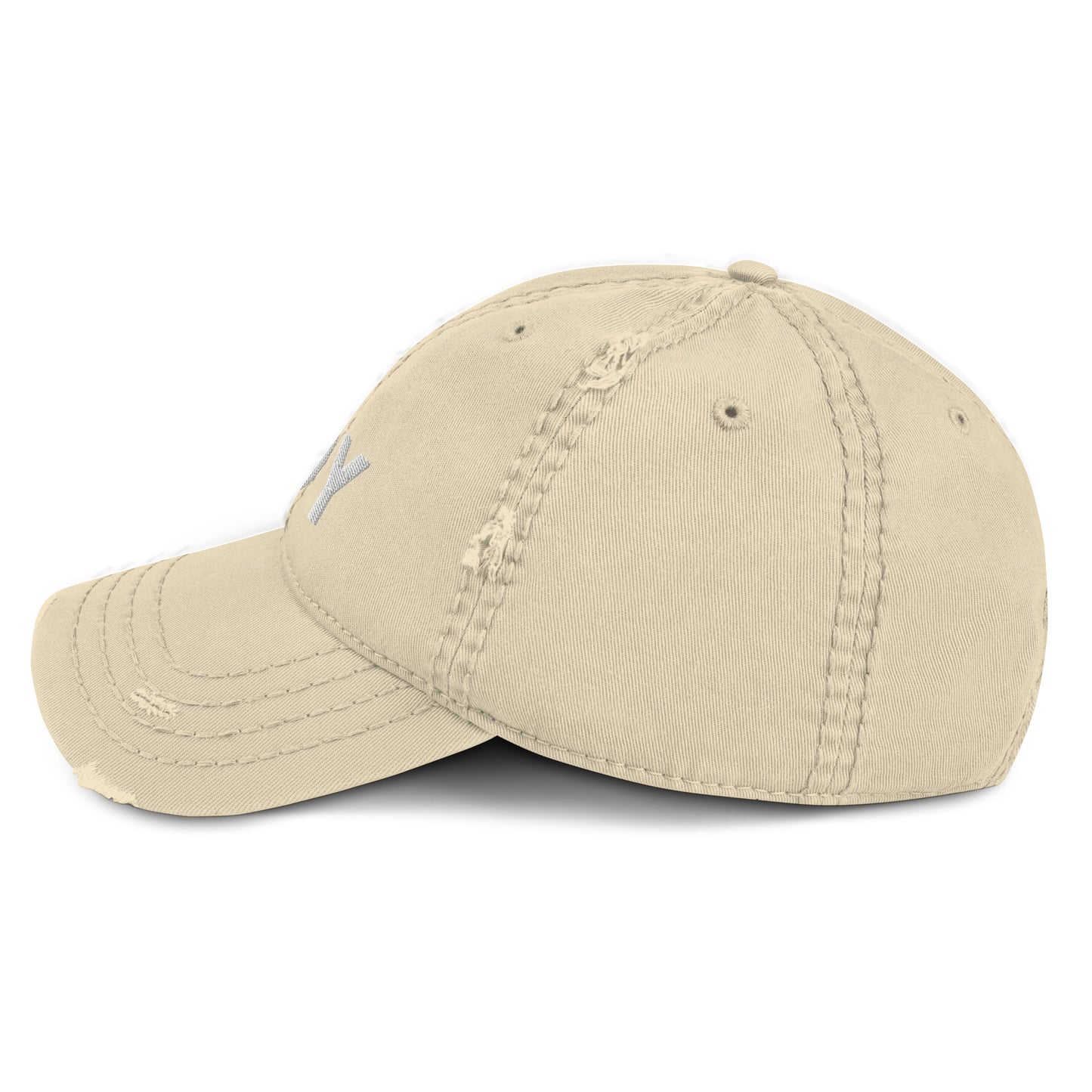 Beige Distressed Hat